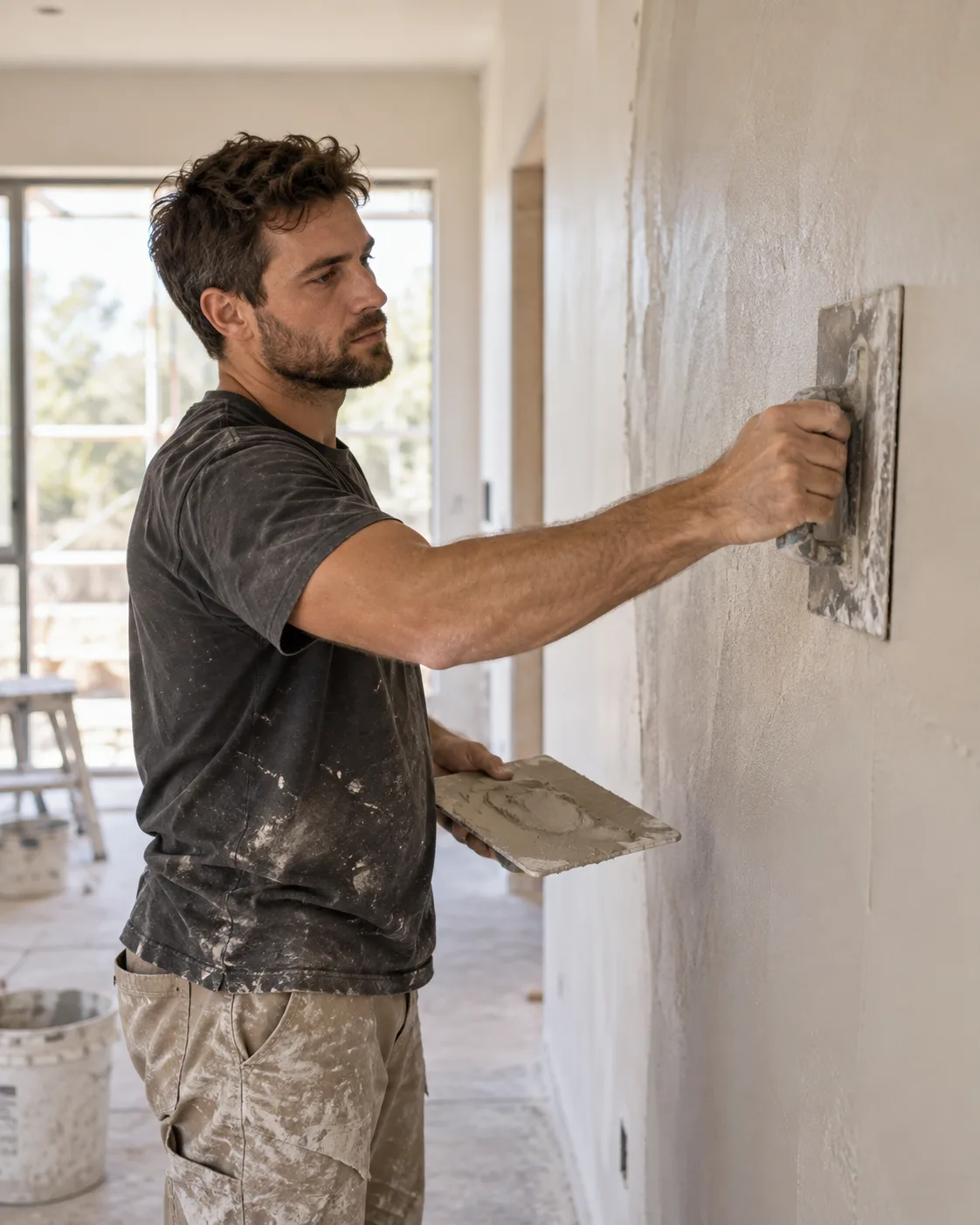 Illustrative photograph showing work in plasterers